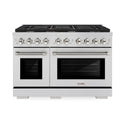 ZLINE Autograph Edition 48 in. 6.7 cu. ft. Paramount Double Oven Dual Fuel Range with 8 Burner Gas Cooktop in Stainless Steel and Polished Nickel Helix Handles and Knob Accents, Open Box-Great Condition