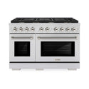 ZLINE Autograph Edition 48 in. 6.7 cu. ft. Paramount Double Oven Dual Fuel Range with 8 Burner Gas Cooktop in Stainless Steel and Polished Nickel Helix Handles and Knob Accents, Open Box-Good Condition