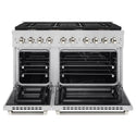 ZLINE Autograph Edition 48 in. 6.7 cu. ft. Paramount Double Oven Dual Fuel Range with 8 Burner Gas Cooktop in Stainless Steel and Polished Nickel Helix Handles and Knob Accents, Open Box-Great Condition