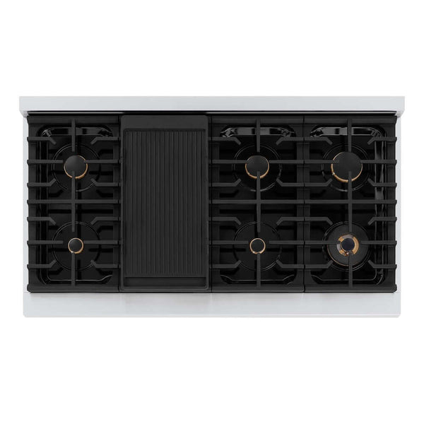 ZLINE Autograph Edition 48 in. 6.7 cu. ft. Paramount Double Oven Dual Fuel Range with 8 Burner Gas Cooktop in Stainless Steel and Polished Nickel Helix Handles and Knob Accents, Open Box-Good Condition