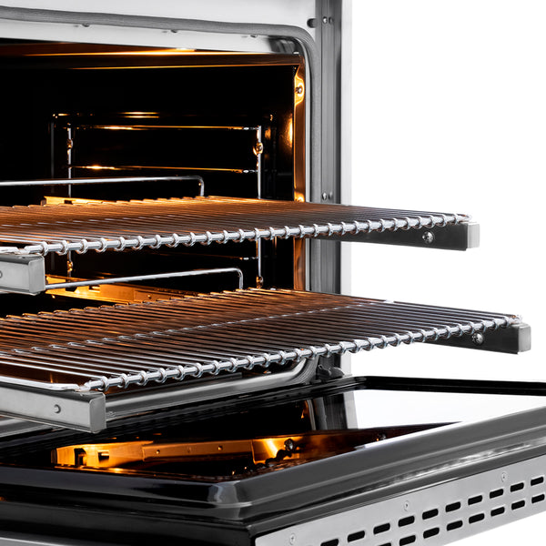 ZLINE Autograph Edition 36 in. 5.2 cu. ft. Paramount Dual Fuel Range with 6 Burner DuoPro™ Cooktop and Electric Convection Oven in Stainless Steel with Polished Gold Helix Handle and Accents (PSDRZ-36-KG)