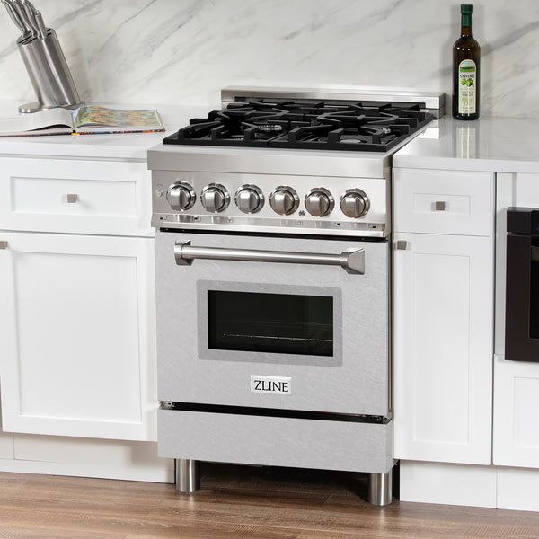 ZLINE 24 in. 2.8 cu. ft. Legacy Dual Fuel Range with 4 Burner Gas Cooktop and Electric Convection Oven