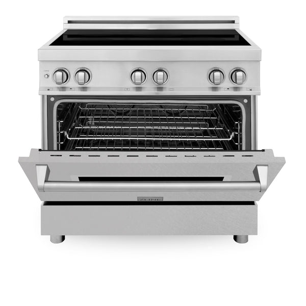 ZLINE 36 in. 4.6 cu. ft. Legacy Induction Range with 5 Element Cooktop and Electric Oven in Stainless Steel with Satin Stainless Steel, Open Box-Great Condition