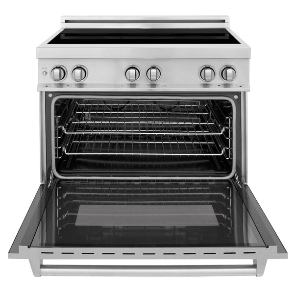 ZLINE 36 in. 4.6 cu. ft. Legacy Induction Range with 5 Element Cooktop and Electric Oven in Stainless Steel with Satin Stainless Steel, Open Box-Great Condition