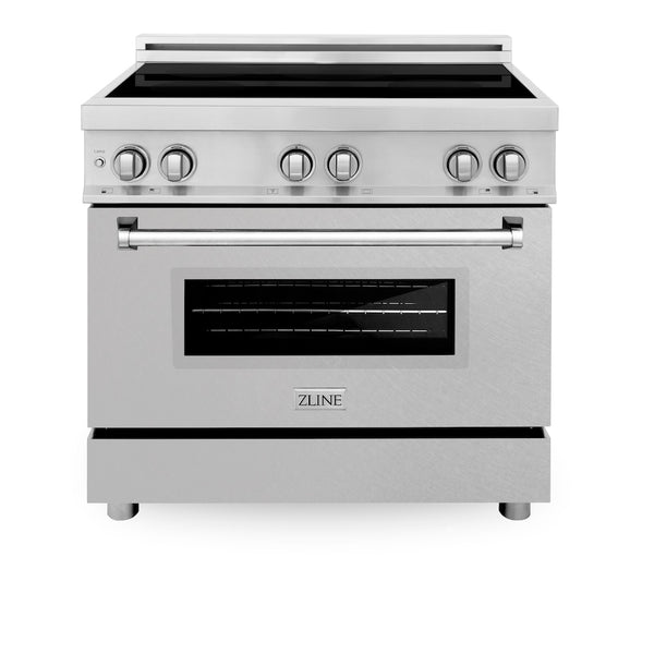 ZLINE 36 in. 4.6 cu. ft. Legacy Induction Range with 5 Element Cooktop and Electric Oven in Stainless Steel with Satin Stainless Steel, Open Box-Great Condition