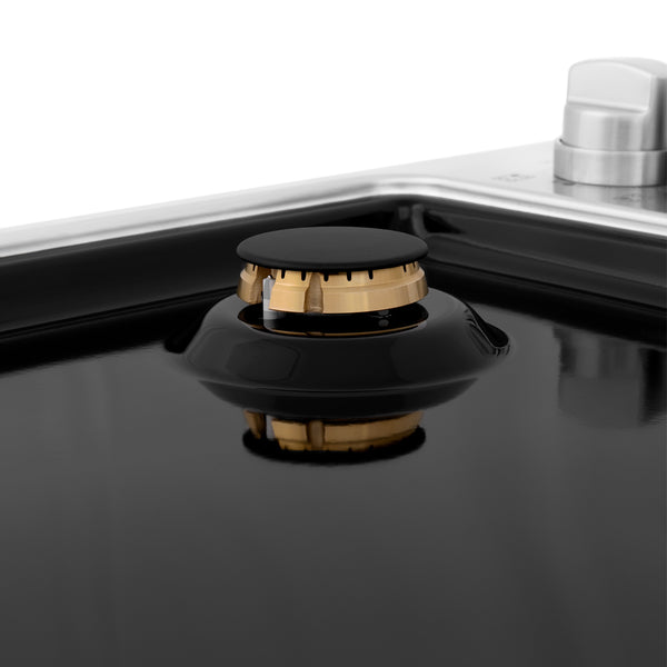 ZLINE 30" Gas Cooktop with 4 Gas Brass Burners and Black Porcelain Top (RC-BR-30-PBT)