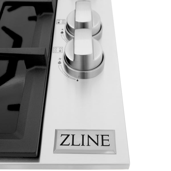 ZLINE 30" Gas Cooktop with 4 Gas Brass Burners and Black Porcelain Top (RC-BR-30-PBT)