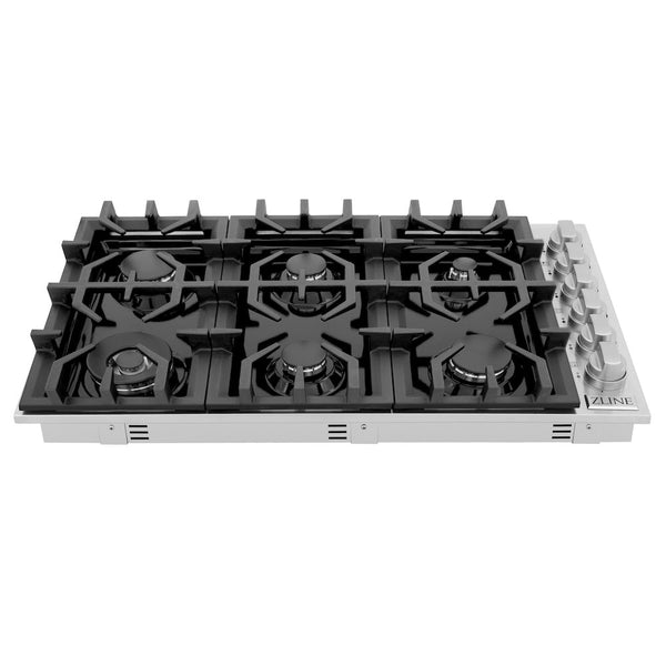 ZLINE 36 in. Gas Cooktop with 6 Burners and Black Porcelain Top, Open Box-Good Condition