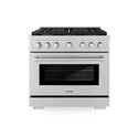 ZLINE 36 in. 5.2 cu. ft. Paramount Dual Fuel Range with Gas Cooktop and Electric Convection Oven in Stainless Steel with 6 Brass Burners (SDR-BR-36) front.