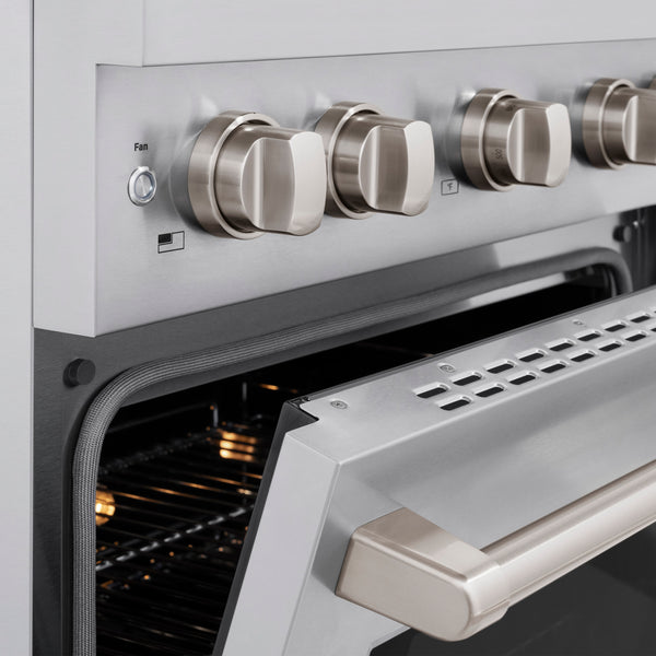 ZLINE 30 in. 4.2 cu. ft. Paramount Dual Fuel Range with 4 Burner Gas Cooktop and Electric Convection Oven in Stainless Steel, Open Box-Great Condition