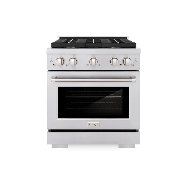 ZLINE 30 in. 4.2 cu. ft. Paramount Dual Fuel Range with 4 Burner Gas Cooktop and Electric Convection Oven in Stainless Steel, Open Box-Great Condition