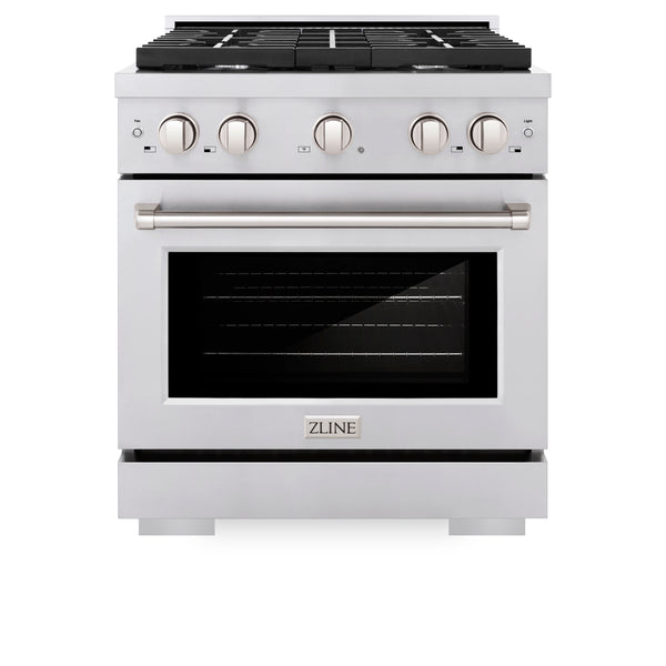 ZLINE 30 in. 4.2 cu. ft. Paramount Dual Fuel Range with 4 Burner Gas Cooktop and Electric Convection Oven in Stainless Steel, Open Box-Great Condition