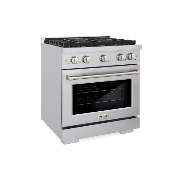 ZLINE 36 in. 5.2 cu. ft. Paramount Dual Fuel Range with 6 Burner Gas Cooktop and Electric Convection Oven in Stainless Steel with White Matte Door (SDR-WM-36)