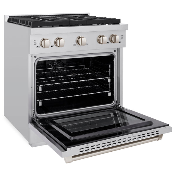 ZLINE 30 in. 4.2 cu. ft. Paramount Dual Fuel Range with 4 Burner Gas Cooktop and Electric Convection Oven in Stainless Steel, Open Box-Great Condition