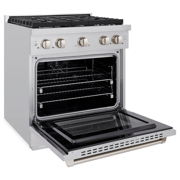 ZLINE 30 in. 4.2 cu. ft. Paramount Dual Fuel Range with 4 Burner Gas Cooktop and Electric Convection Oven in Stainless Steel, Open Box-Good Condition