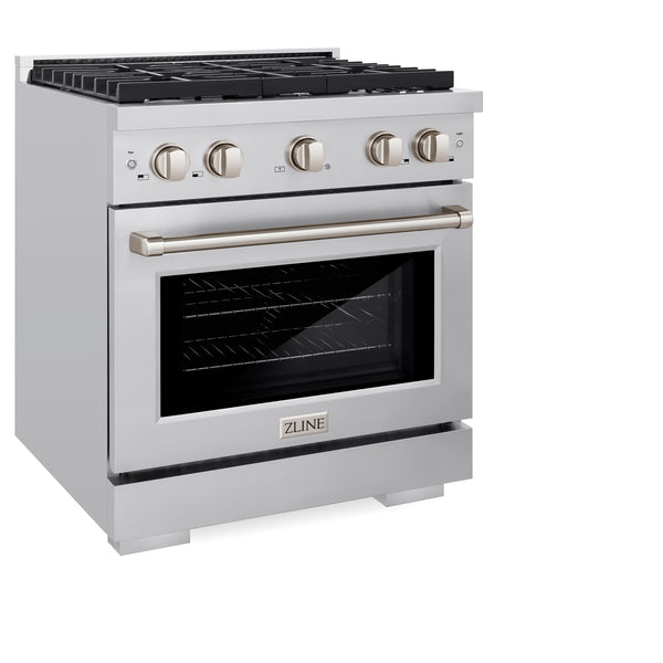 ZLINE 36 in. 5.2 cu. ft. Paramount Dual Fuel Range with 6 Burner Gas Cooktop and Electric Convection Oven in Stainless Steel with White Matte Door (SDR-WM-36)