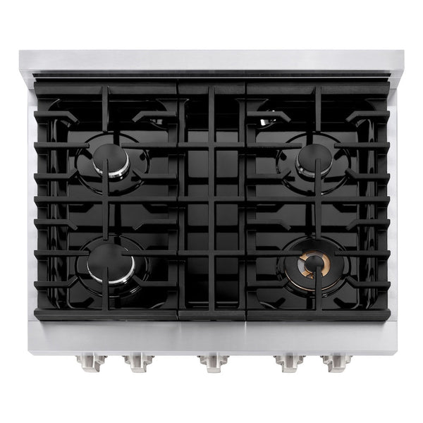 ZLINE 30 in. 4.2 cu. ft. Paramount Dual Fuel Range with 4 Burner Gas Cooktop and Electric Convection Oven in Stainless Steel, Open Box-Good Condition