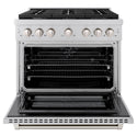 ZLINE 36 in. 5.2 cu. ft. Paramount Dual Fuel Range with 6 Burner Gas Cooktop and Electric Convection Oven in Stainless Steel (SDR36)