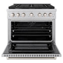 ZLINE 36 in. 5.2 cu. ft. Paramount Dual Fuel Range with 6 Burner Gas Cooktop and Electric Convection Oven in Stainless Steel, Open Box-Good Condition