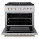 ZLINE 36 in. 5.2 cu. ft. Paramount Dual Fuel Range with 6 Burner Gas Cooktop and Electric Convection Oven in Stainless Steel, Open Box-Great Condition