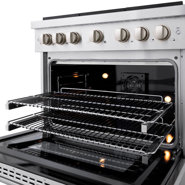 ZLINE 36 in. 5.2 cu. ft. Paramount Dual Fuel Range with 6 Burner Gas Cooktop and Electric Convection Oven in Stainless Steel, Open Box-Great Condition