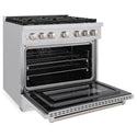 ZLINE 36 in. 5.2 cu. ft. Paramount Dual Fuel Range with 6 Burner Gas Cooktop and Electric Convection Oven in Stainless Steel, Open Box-Good Condition