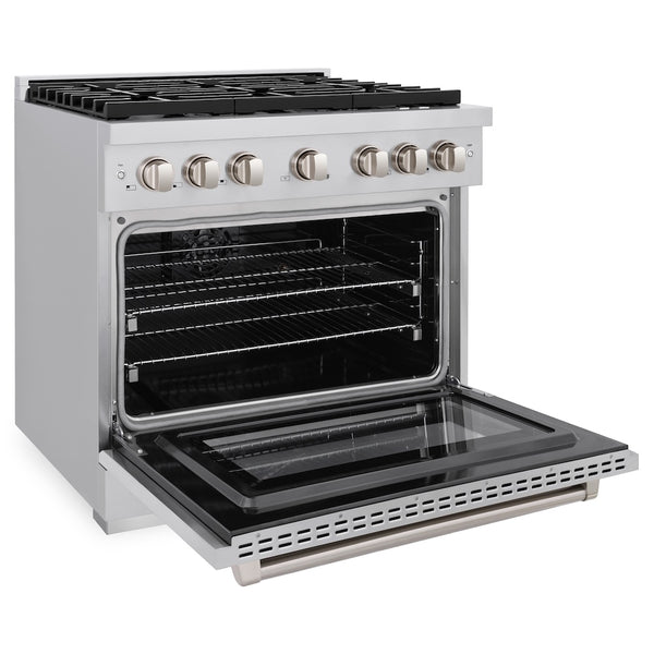ZLINE 36 in. 5.2 cu. ft. Paramount Dual Fuel Range with 6 Burner Gas Cooktop and Electric Convection Oven in Stainless Steel, Open Box-Great Condition