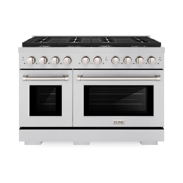 ZLINE 48 in. 6.7 cu. ft. Paramount Double Oven Dual Fuel Range with 8 Burner Gas Cooktop in Stainless Steel, Open Box-Good Condition