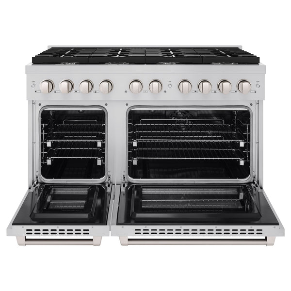 ZLINE 48 in. 6.7 cu. ft. Paramount Double Oven Dual Fuel Range with 8 Burner Gas Cooktop in Stainless Steel, Open Box-Great Condition