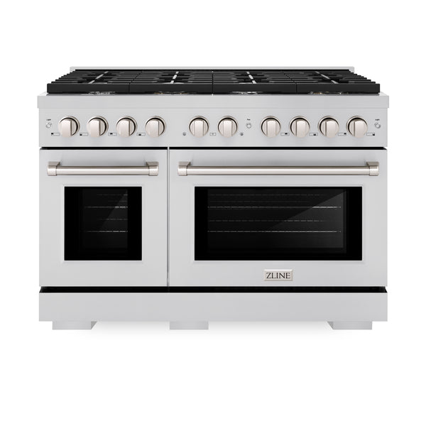 ZLINE 48 in. 6.7 cu. ft. Paramount Double Oven Dual Fuel Range with 8 Burner Gas Cooktop in Stainless Steel, Open Box-Good Condition
