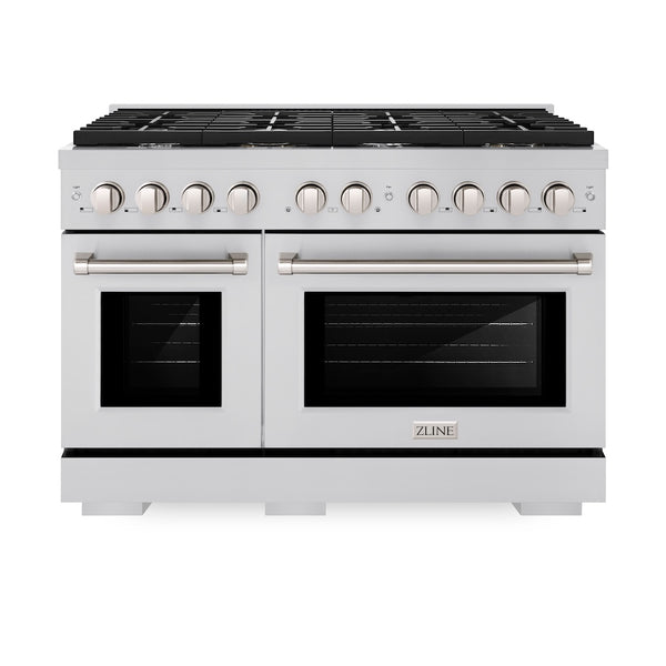 ZLINE 48 in. 6.7 cu. ft. Paramount Double Oven Dual Fuel Range with 8 Burner Gas Cooktop in Stainless Steel, Open Box-Great Condition
