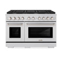 ZLINE 48 in. 6.7 cu. ft. Paramount Double Oven Dual Fuel Range with 8 Burner Gas Cooktop in Stainless Steel (SDR48)