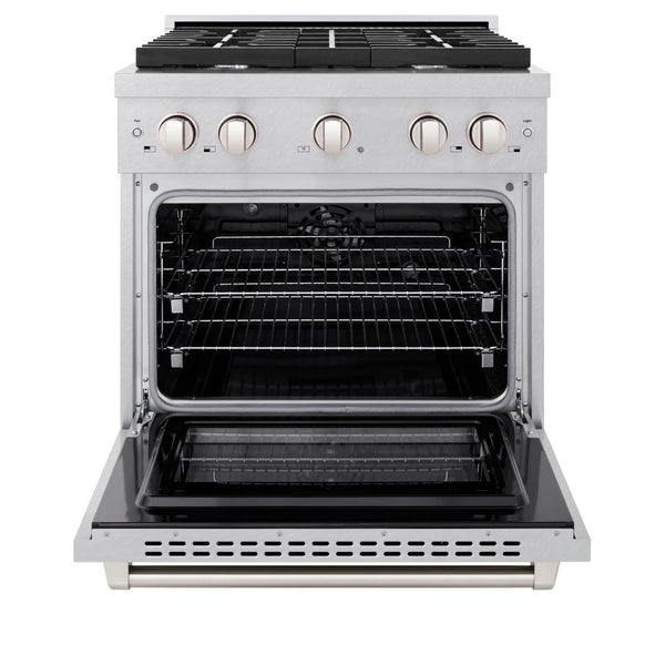 ZLINE 30 in. 4.2 cu. ft. Paramount Dual Fuel Range with 4 Burner Gas Cooktop and Electric Convection Oven in DuraSnow® Stainless Steel (SDRS-30)