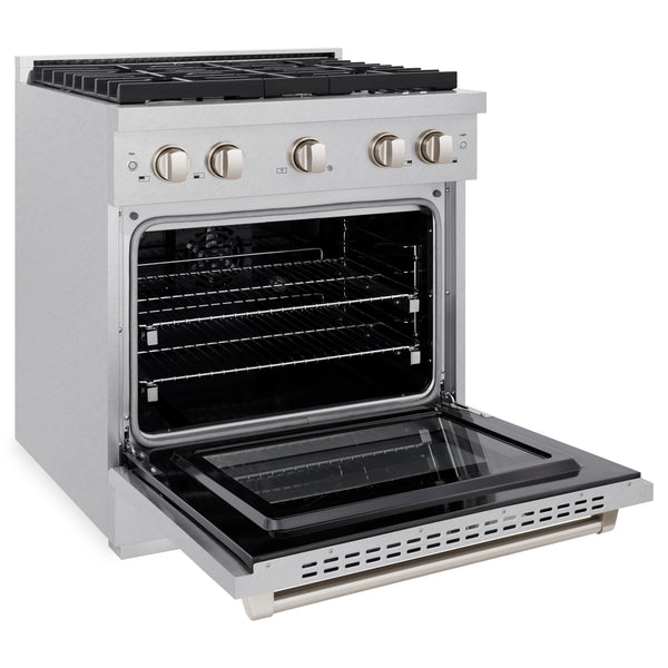 ZLINE 30 in. 4.2 cu. ft. Paramount Dual Fuel Range with 4 Burner Gas Cooktop and Electric Convection Oven in DuraSnow® Stainless Steel (SDRS-30)