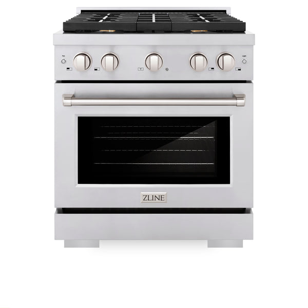 ZLINE 30 in. 4.2 cu. ft. Paramount Gas Range with Convection Gas Oven in Stainless Steel with 4 Brass Burners (SGR-BR-30)