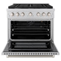 ZLINE 36 In. Freestanding Gas Range in Stainless Steel with Brass Burners (SGR-BR-36)