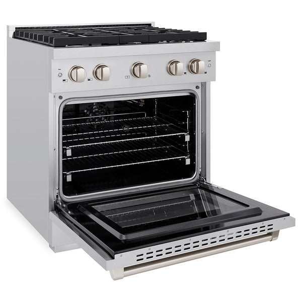 ZLINE 30 in. 4.2 cu. ft. Paramount Gas Range with 4 Burner Cooktop and Convection Gas Oven in Stainless Steel, Open Box-Good Condition
