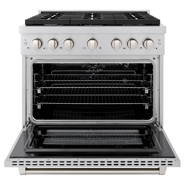 ZLINE 36 in. 5.2 cu. ft. Paramount Gas Range with 6 Burner Cooktop and Convection Gas Oven in Stainless Steel, Open Box-Great Condition