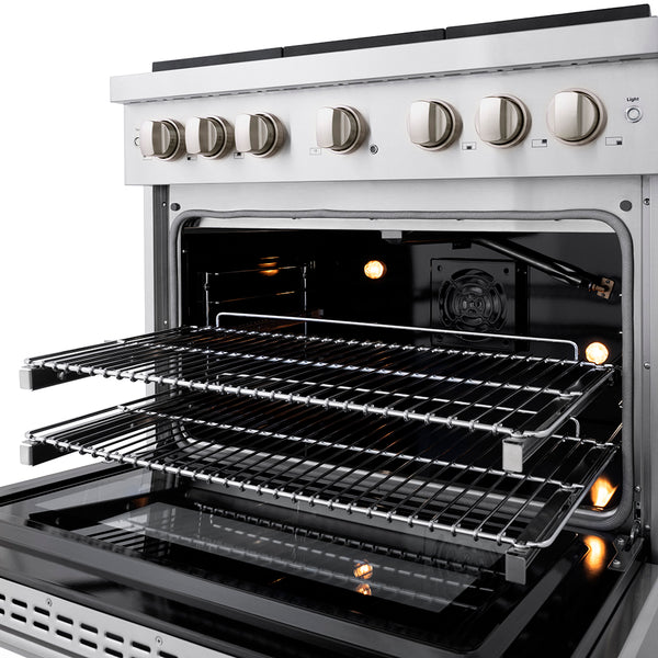 ZLINE 36 in. 5.2 cu. ft. Paramount Gas Range with 6 Burner Cooktop and Convection Gas Oven in Stainless Steel, Open Box-Great Condition