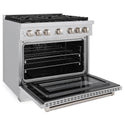 ZLINE 36 in. 5.2 cu. ft. Paramount Gas Range with 6 Burner Cooktop and Convection Gas Oven in Stainless Steel, Open Box-Great Condition