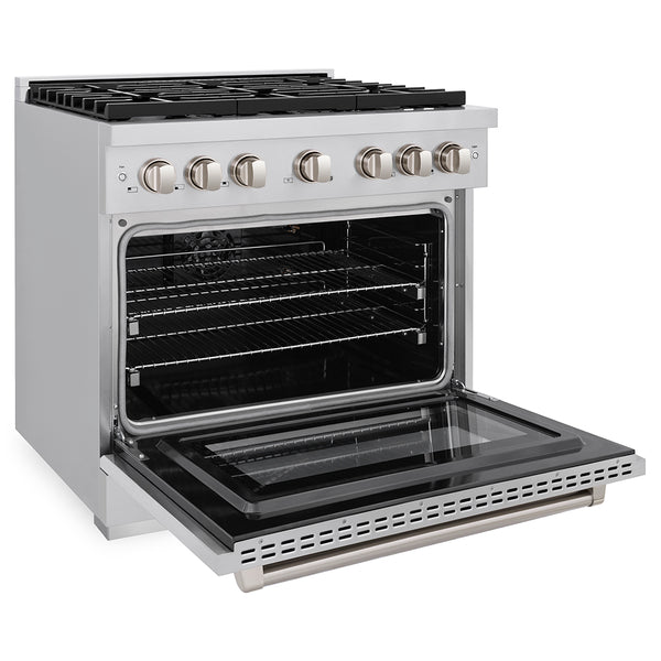ZLINE 36 in. 5.2 cu. ft. Paramount Gas Range with 6 Burner Cooktop and Convection Gas Oven in Stainless Steel, Open Box-Great Condition