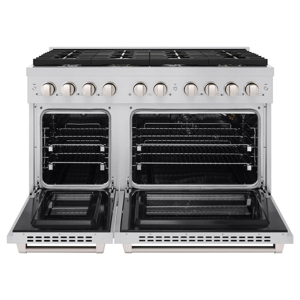 ZLINE 48 in. 6.7 cu. ft. Paramount Double Oven Gas Range with 8 Burner Cooktop in Stainless Steel, Open Box-Good Condition