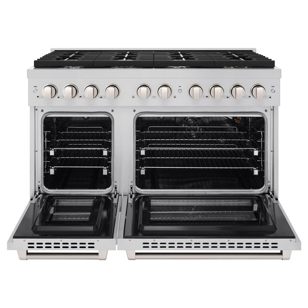 ZLINE 48 in. 6.7 cu. ft. Paramount Double Oven Gas Range with 8 Burner Cooktop in Stainless Steel, Open Box-Great Condition