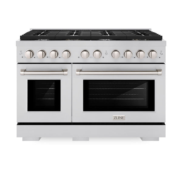 ZLINE 48 in. 6.7 cu. ft. Paramount Double Oven Gas Range with 8 Burner Cooktop in Stainless Steel, Open Box-Good Condition