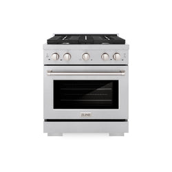ZLINE 30 in. 4.2 cu. ft. Paramount Gas Range with 4 Burner Cooktop and Convection Gas Oven in Satin Stainless Steel (SGRS-30)
