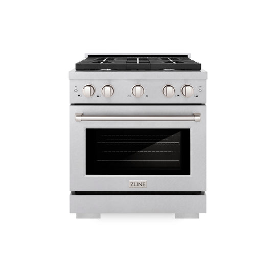 ZLINE 30 in. 4.2 cu. ft. Paramount Gas Range with 4 Burner Cooktop and Convection Gas Oven in Satin Stainless Steel (SGRS-30)