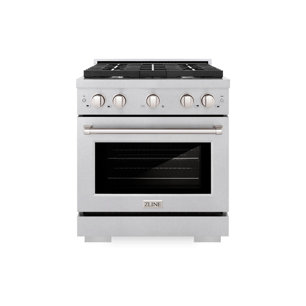 ZLINE 30 in. 4.2 cu. ft. Paramount Gas Range with 4 Burner Cooktop and Convection Gas Oven in DuraSnow® Stainless Steel (SGRS-30)