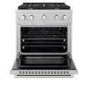 ZLINE 30 in. 4.2 cu. ft. Gas Range with Convection Gas Oven in DuraSnow® Stainless Steel with 4 Brass Burners (SGRS-BR-30)