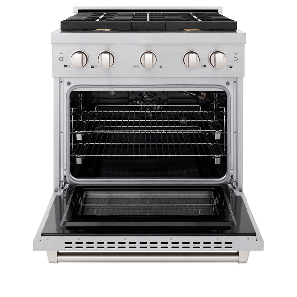 ZLINE 30 in. 4.2 cu. ft. Gas Range with Convection Gas Oven in DuraSnow® Stainless Steel with 4 Brass Burners (SGRS-BR-30)