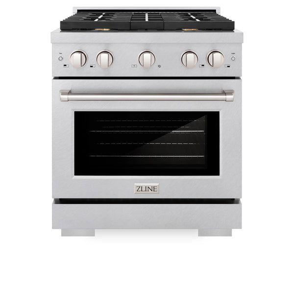 ZLINE 30 in. 4.2 cu. ft. Gas Range with Convection Gas Oven in DuraSnow® Stainless Steel with 4 Brass Burners (SGRS-BR-30)